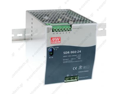Τροφοδοτικό ράγας 24V 40A 960W SLIM SDR-960-24 MEAN WELL